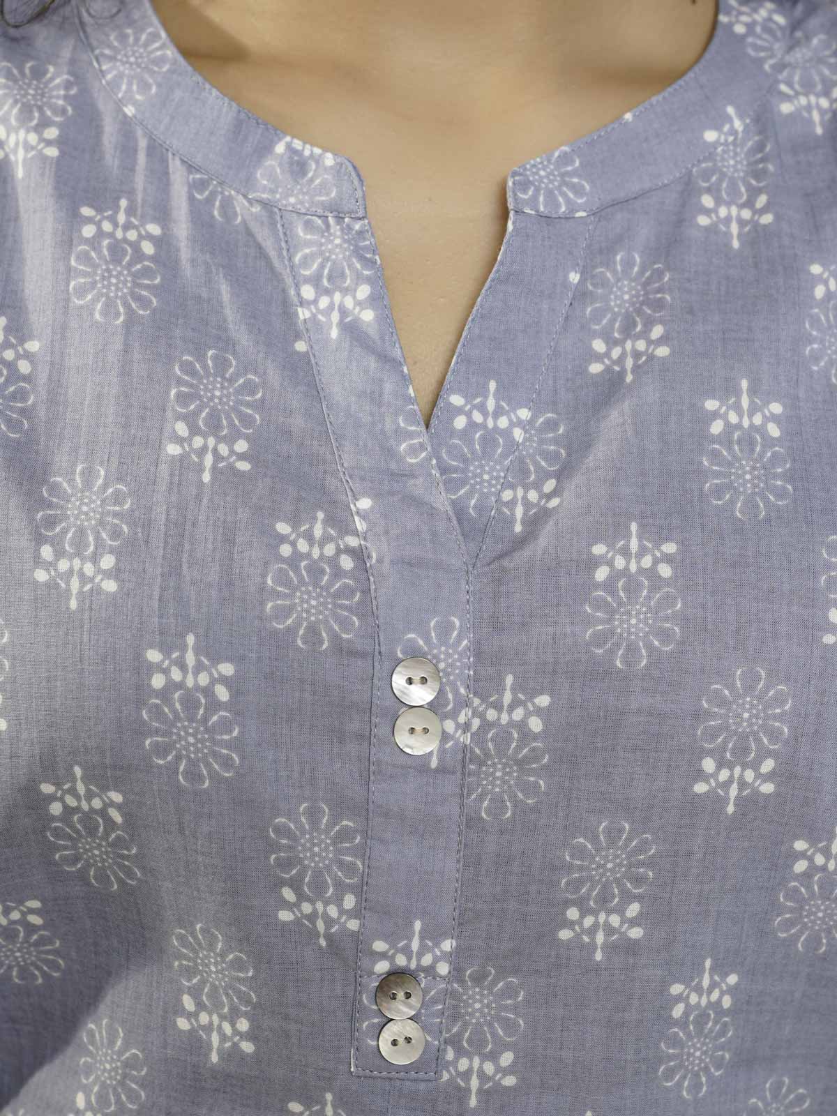 Cotton Pleat Kurta For Women Grey