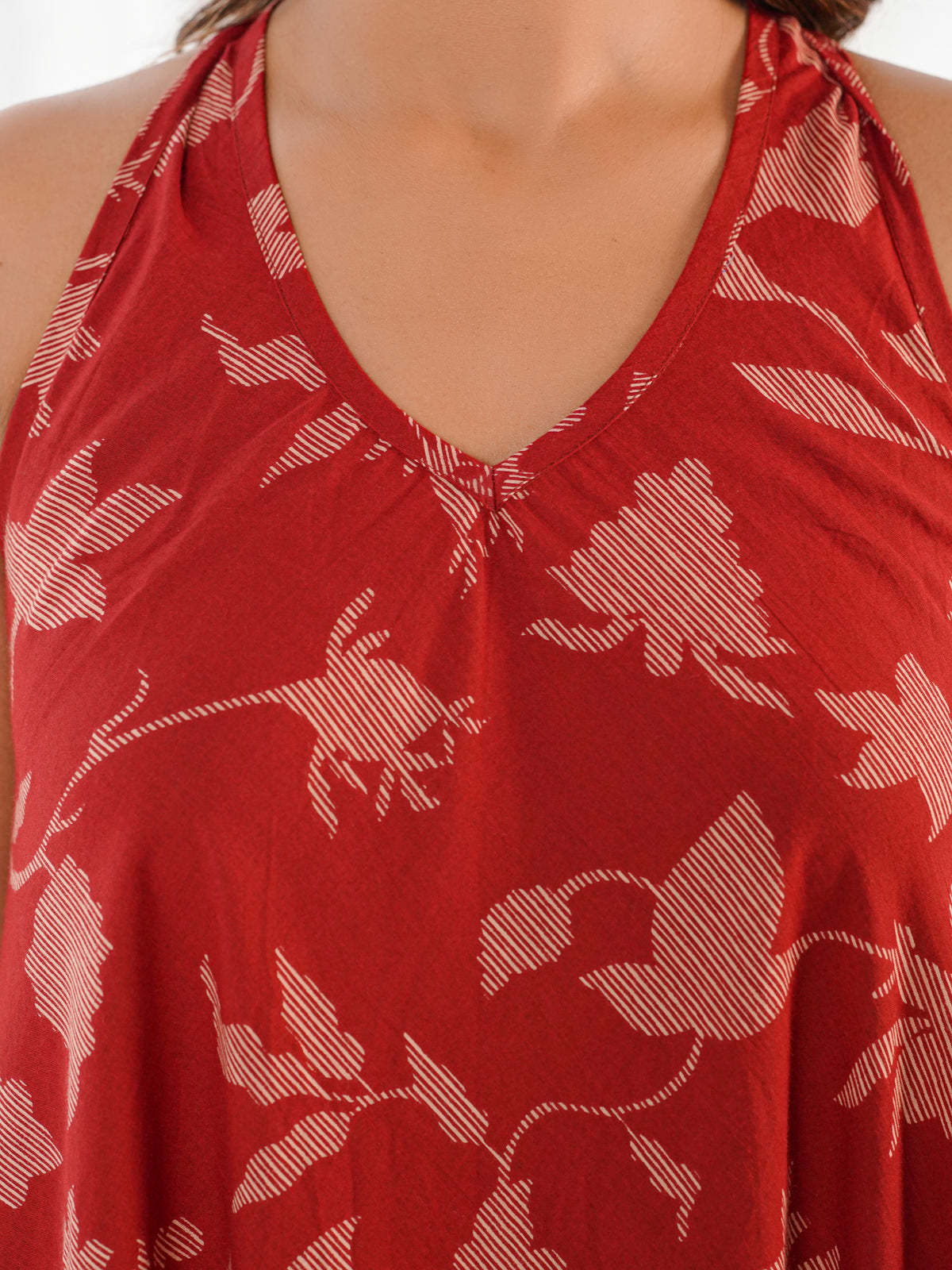 Cotton Printed Aline Moana Dress Red