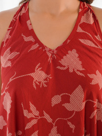 Cotton Printed Aline Moana Dress Red