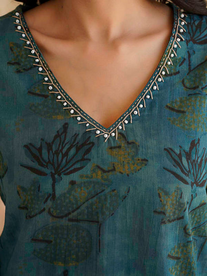 Cotton Printed Ultimate Aline Kurta For Women Green