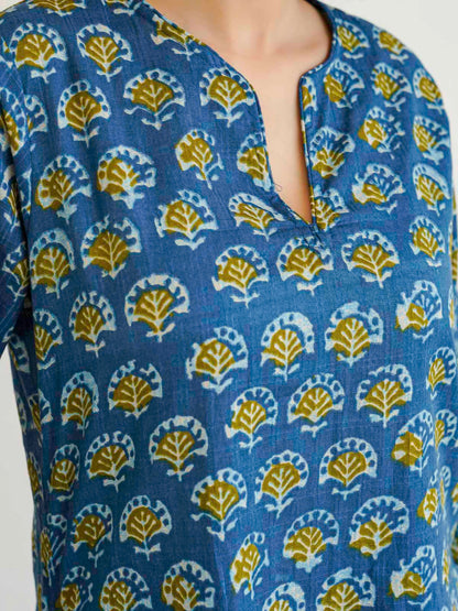 Cotton Printed Lounge Wear Coord Set Blue