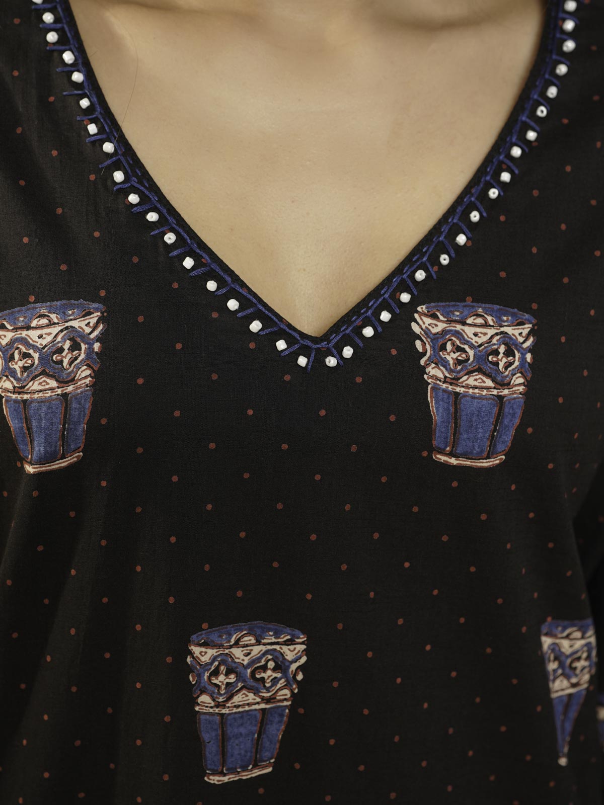 Cotton Printed Ultimate Aline Kurta For Women Black