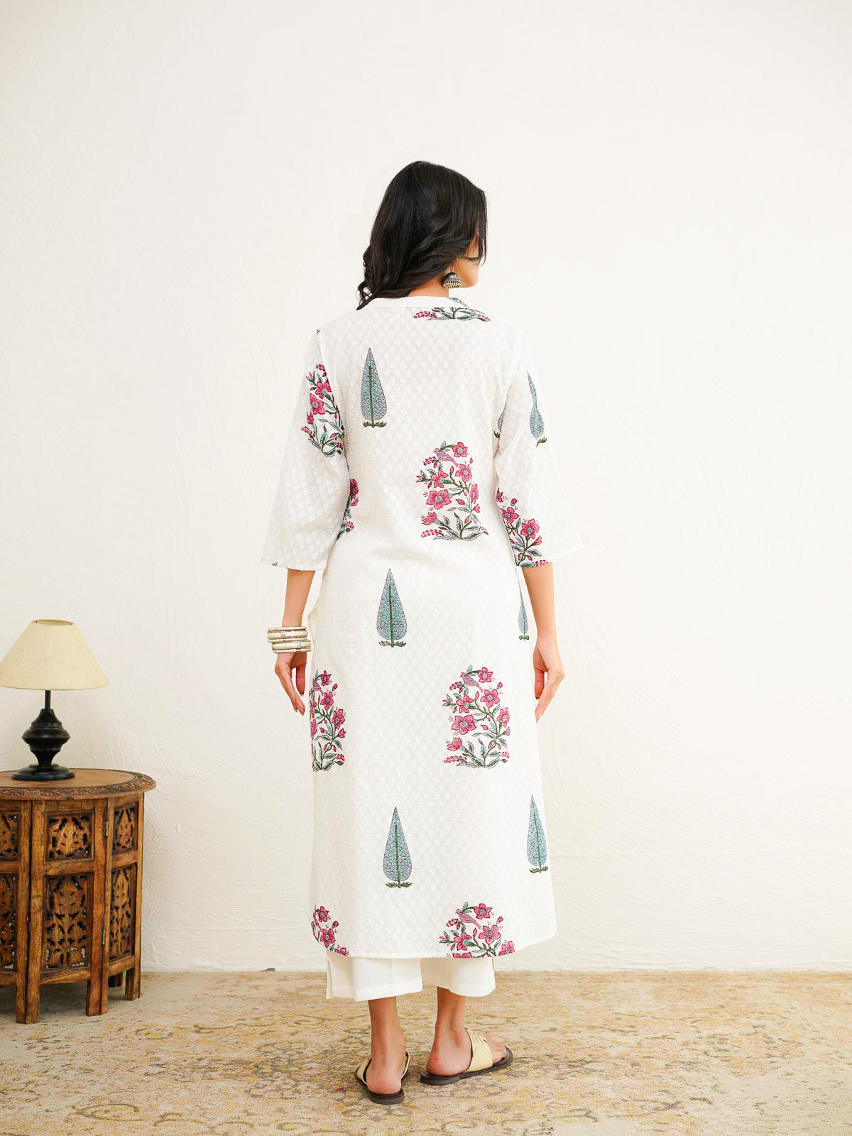 Cotton Pleat Kurta For Women White