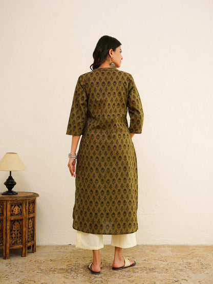 Cotton Pleat Kurta For Women Beige