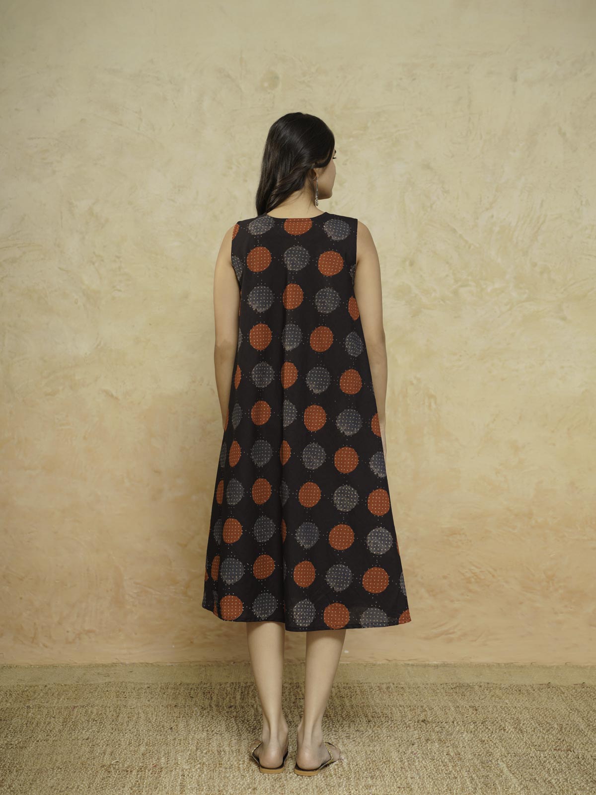 Cotton Printed Sleeveles Anjuna Dress Black
