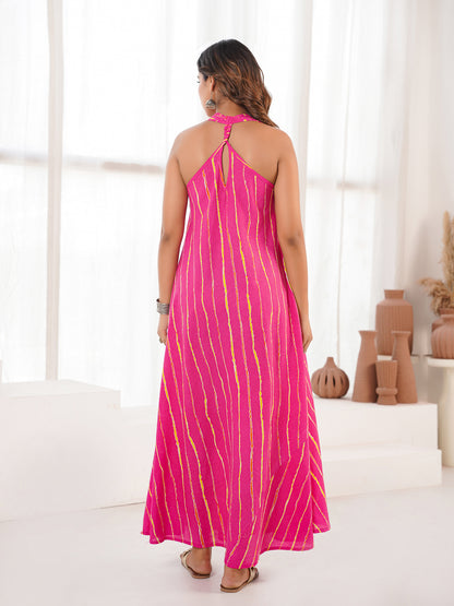 Cotton Printed Aline Moana Dress Pink