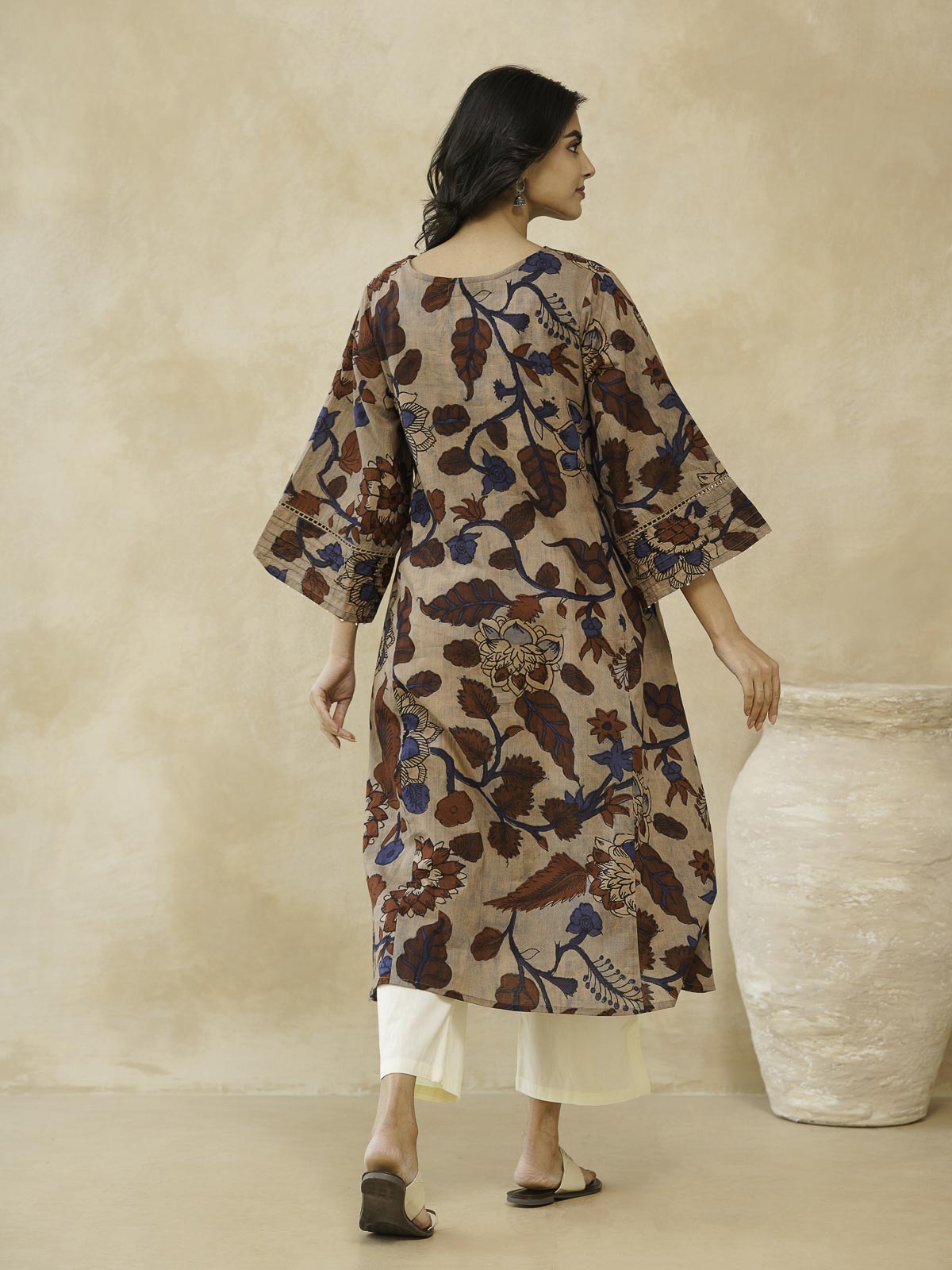 Cotton Printed Ultimate Aline Kurta For Women Beige