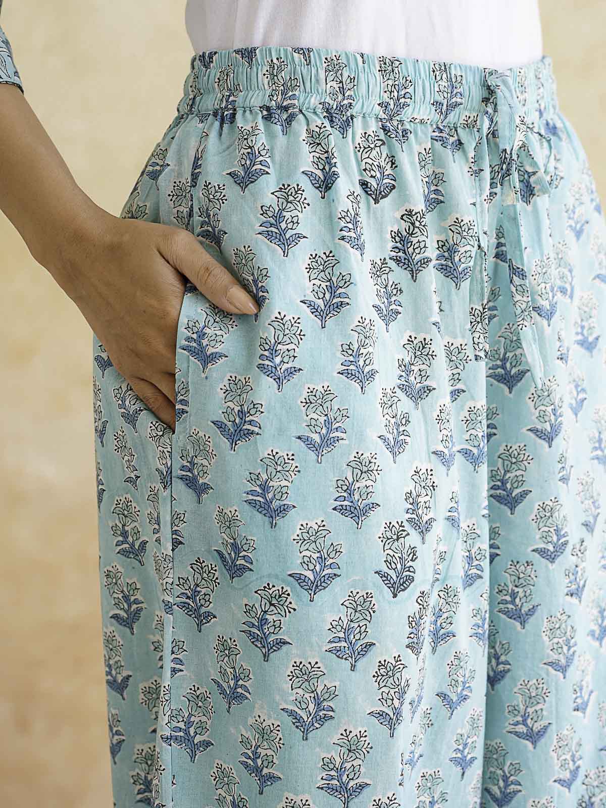 Classic Cotton Kurta Set For Women Sky Blue