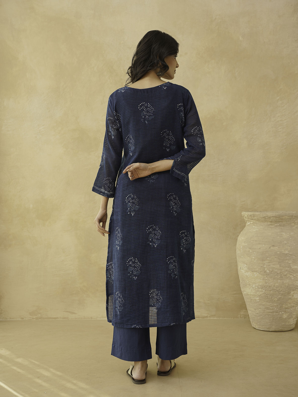 Cotton Printed Kantha Style Set For Women Indigo