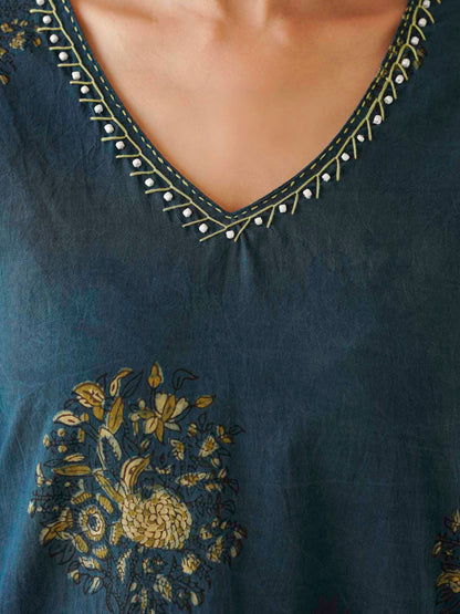 Cotton Printed Ultimate Aline Kurta For Women Indigo