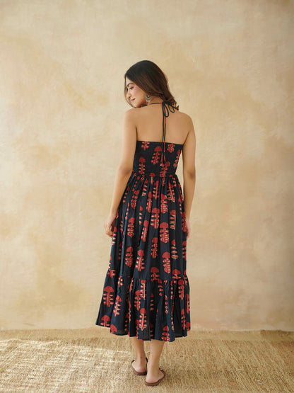 Cotton Printed Lana Dress For Women Red Coral