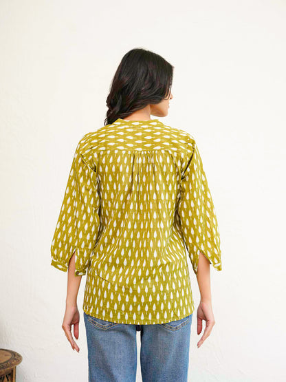 Cotton Printed Everyday Tunic Top For Women Green Booty