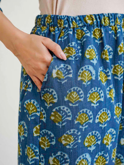 Cotton Printed Lounge Wear Coord Set Blue