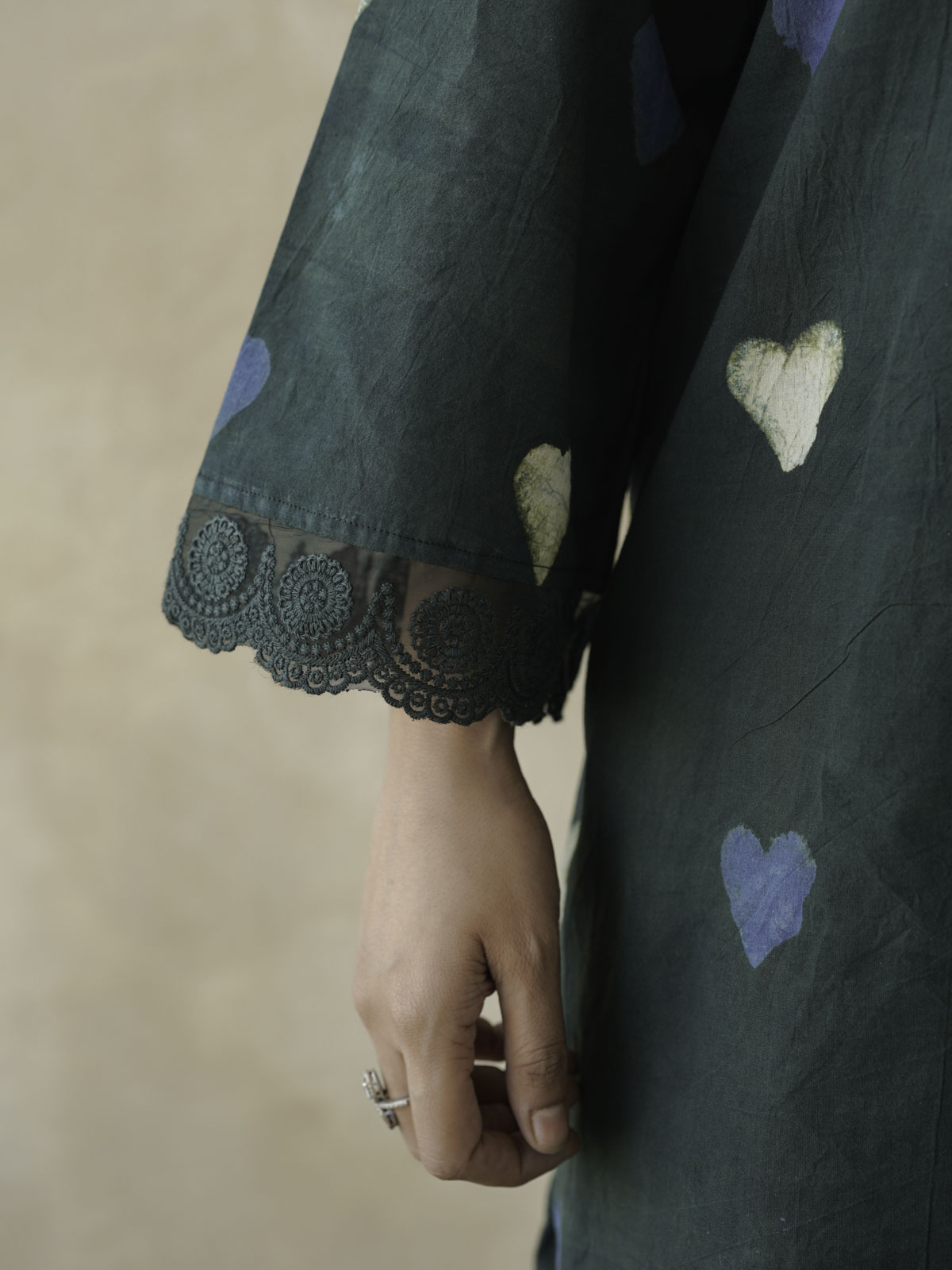 Farshi Set Relaxed Fit Kurta & Pants Set Green Heart