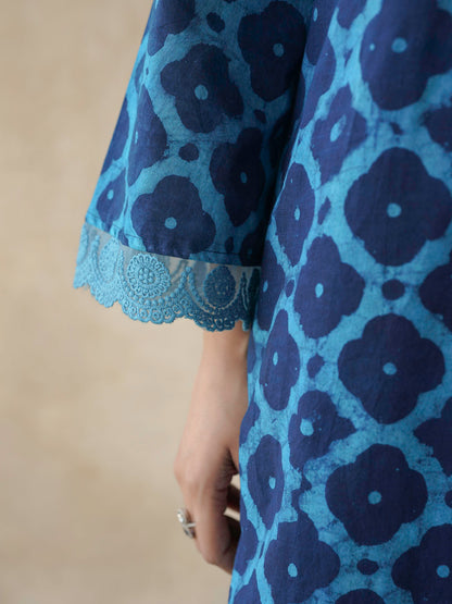Farshi Set Relaxed Fit Kurta & Pants Set Aqua