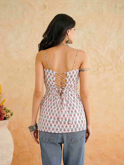 Cotton Sleeveless Strappy Top White