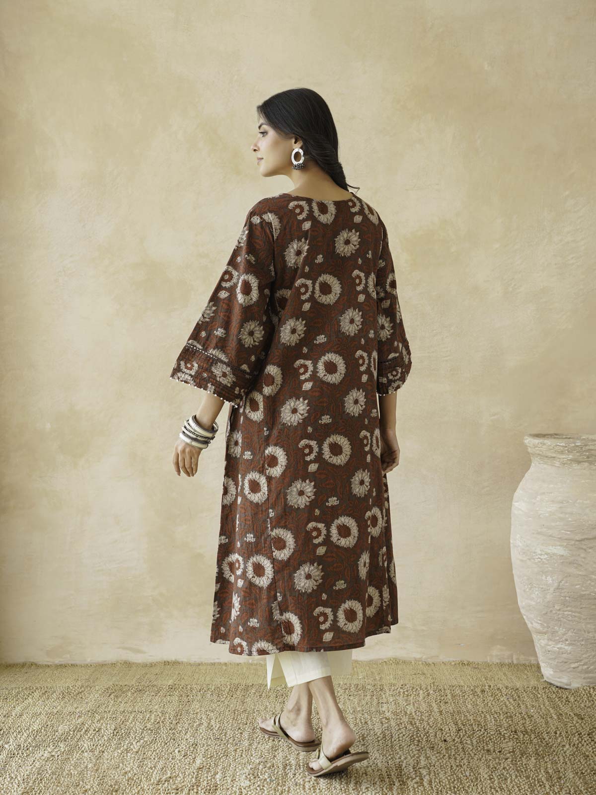 Cotton Printed Ultimate Aline Kurta For Women Red Flower