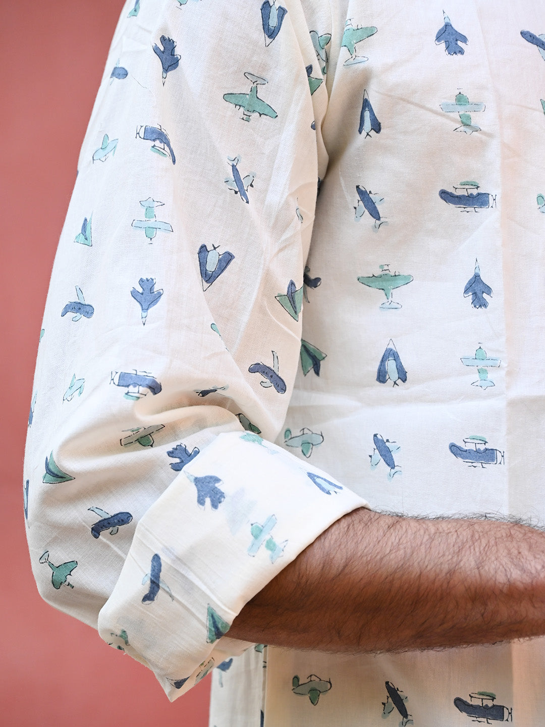 Men's Relaxed Fit Cotton Shirt – Full Sleeves - White Plane