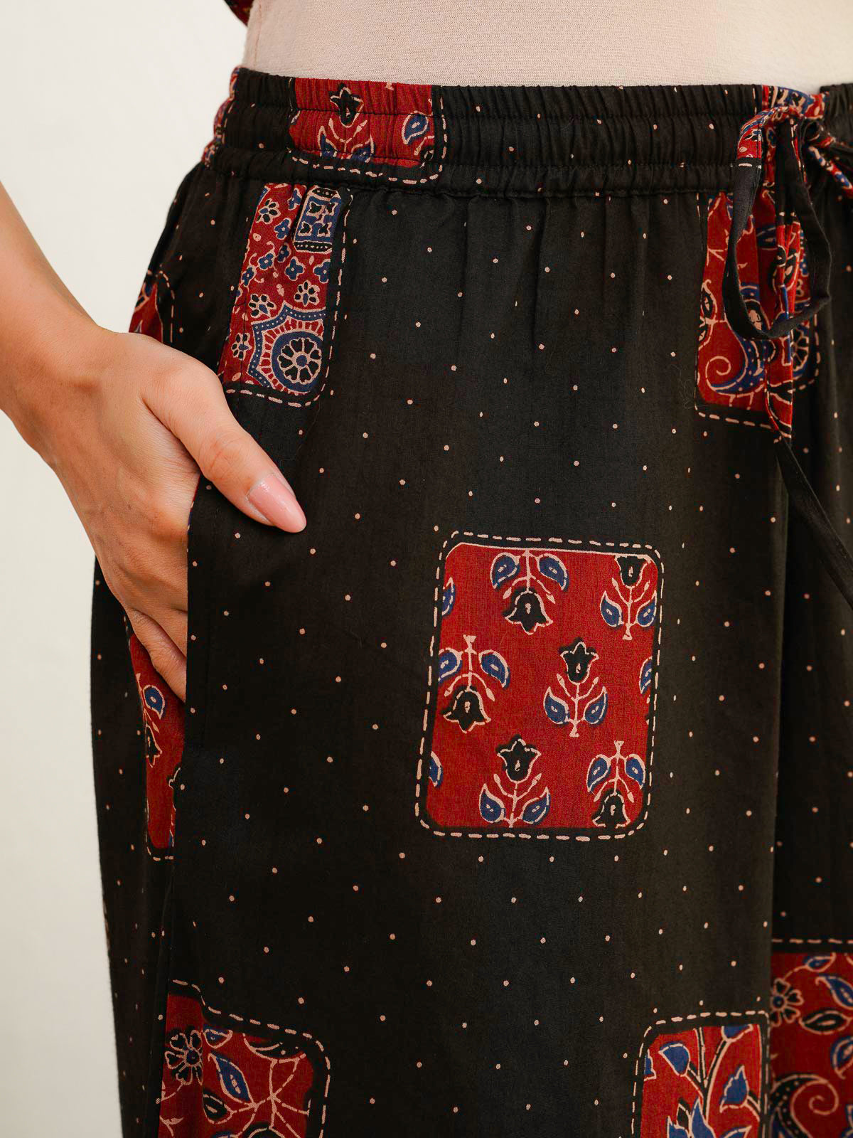 Cotton Printed Noor Aline Set For Women Black