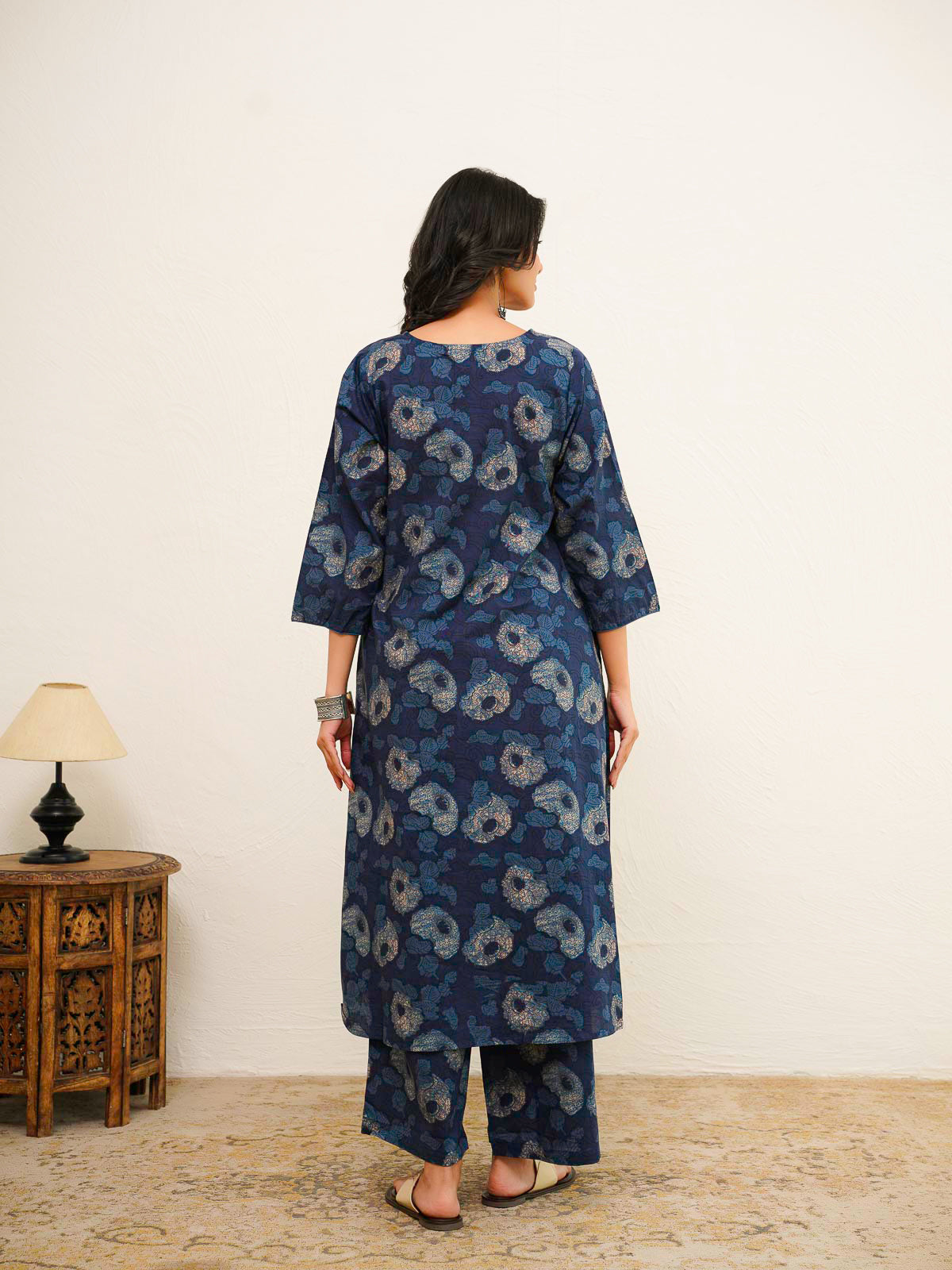 Cotton Printed Noor Aline Set For Women Blue