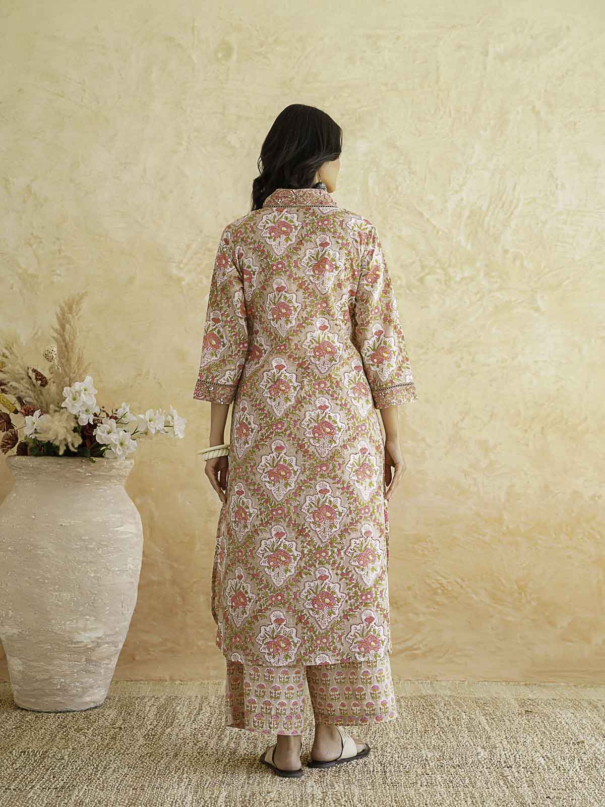 Classic Cotton Kurta Set For Women Brown
