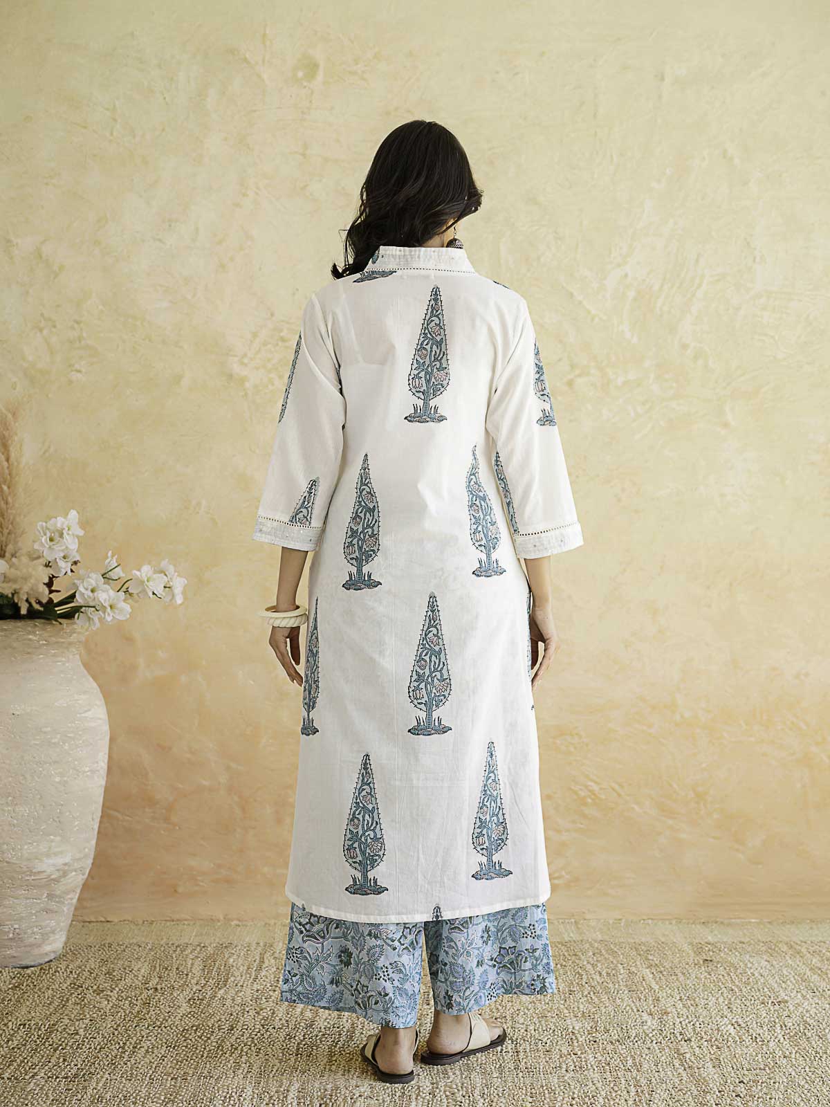 Classic Cotton Kurta Set For Women White