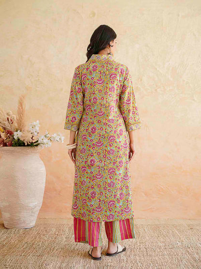 Classic Cotton Kurta Set For Women Yellow
