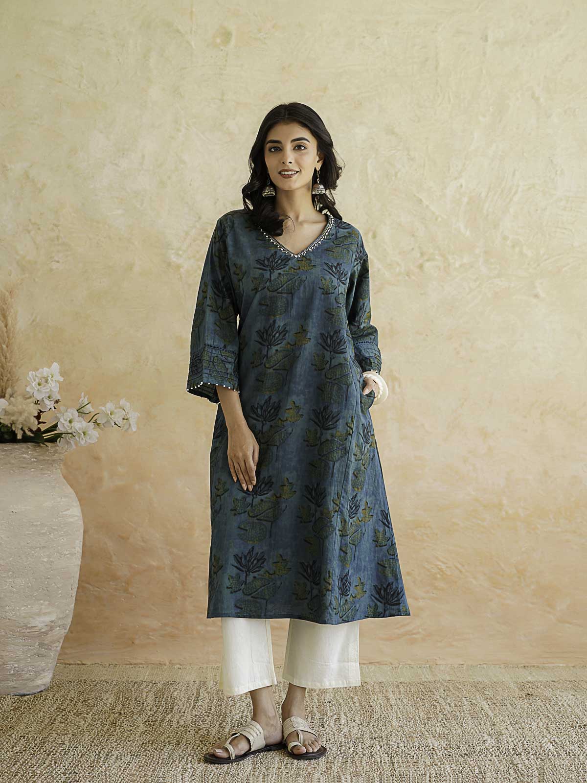 Cotton Printed Ultimate Aline Kurta For Women Green