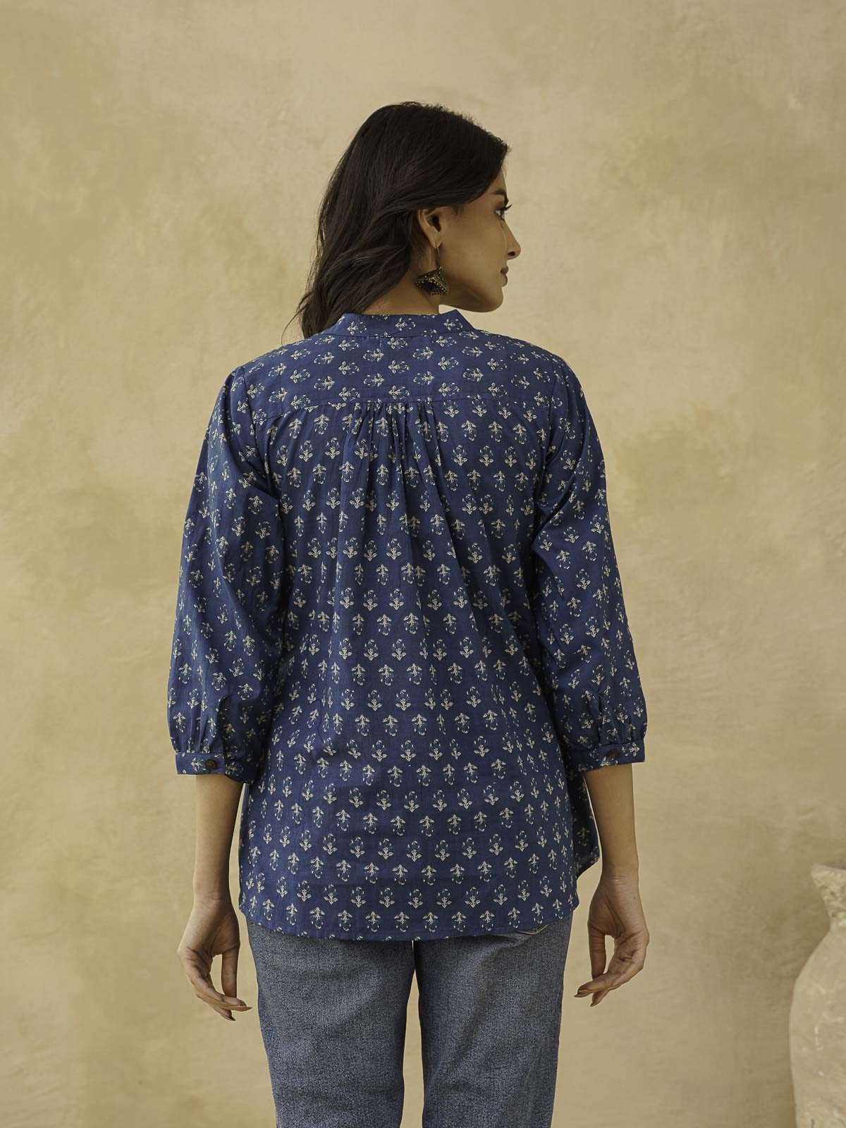 Cotton Printed Everyday Tunic Top For Women Blue Booty
