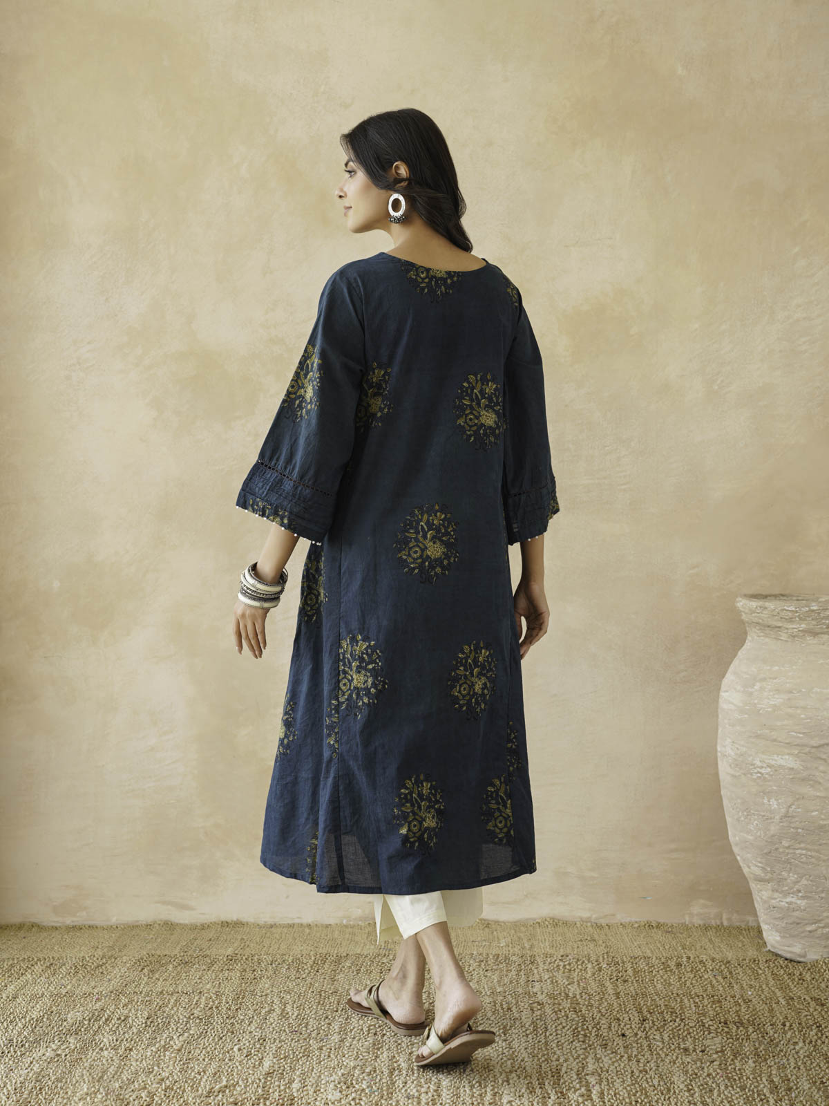 Cotton Printed Ultimate Aline Kurta For Women Indigo