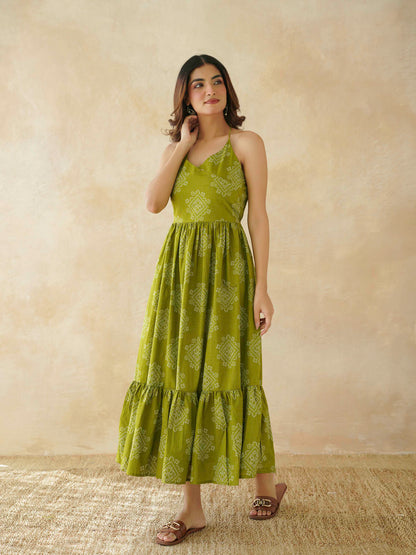 Cotton Printed Lana Dress For Women Bandhej