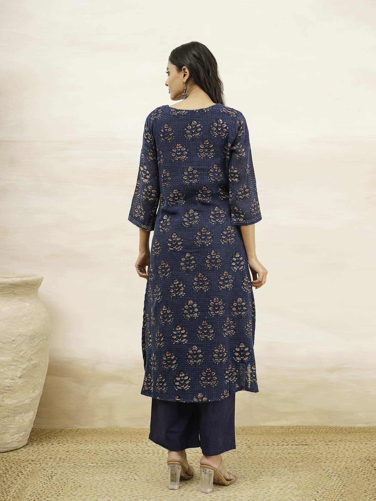 Cotton Printed Kantha Style Set For Women Indi Flower