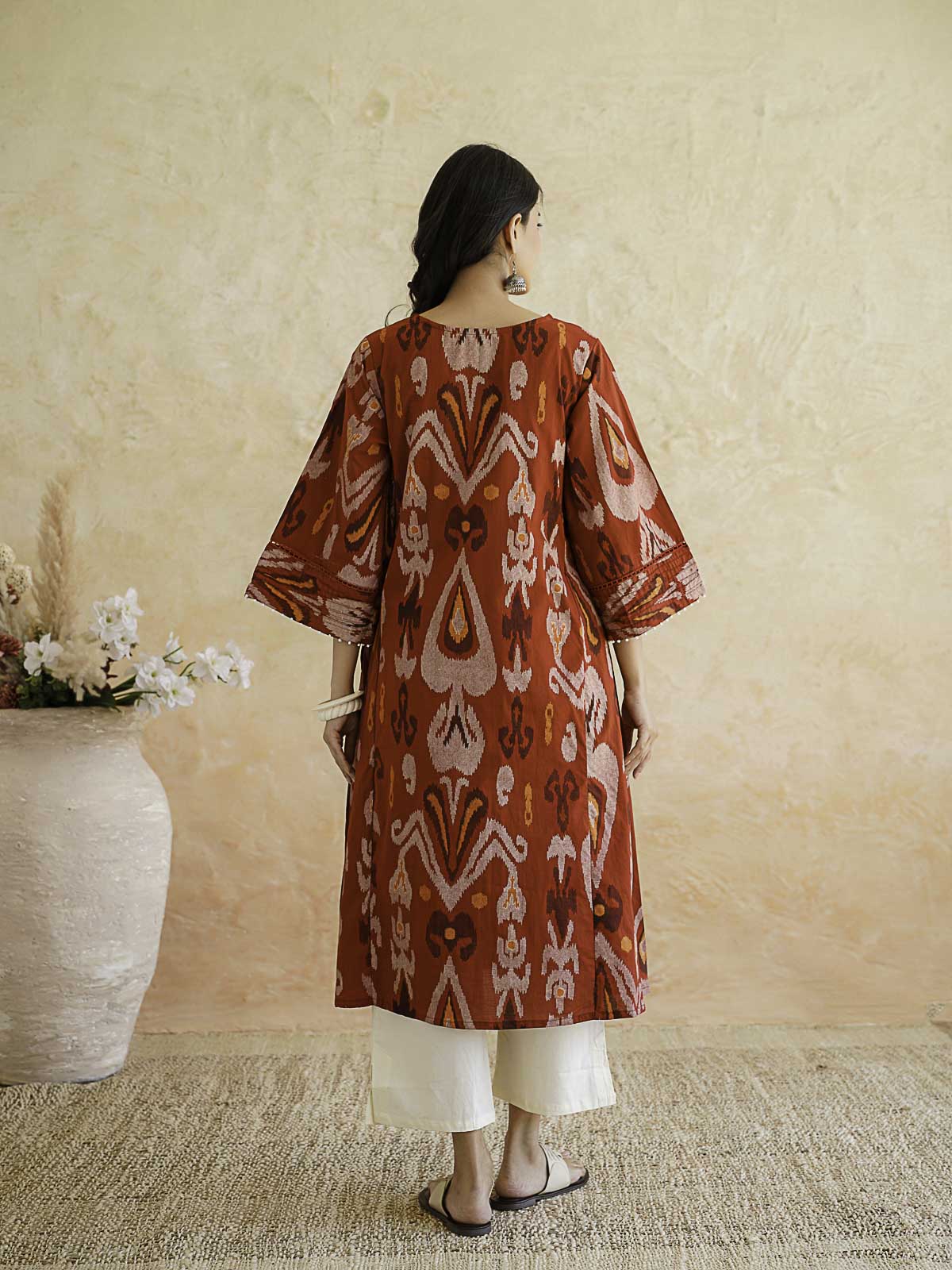 Cotton Printed Ultimate Aline Kurta For Women Cherry Red