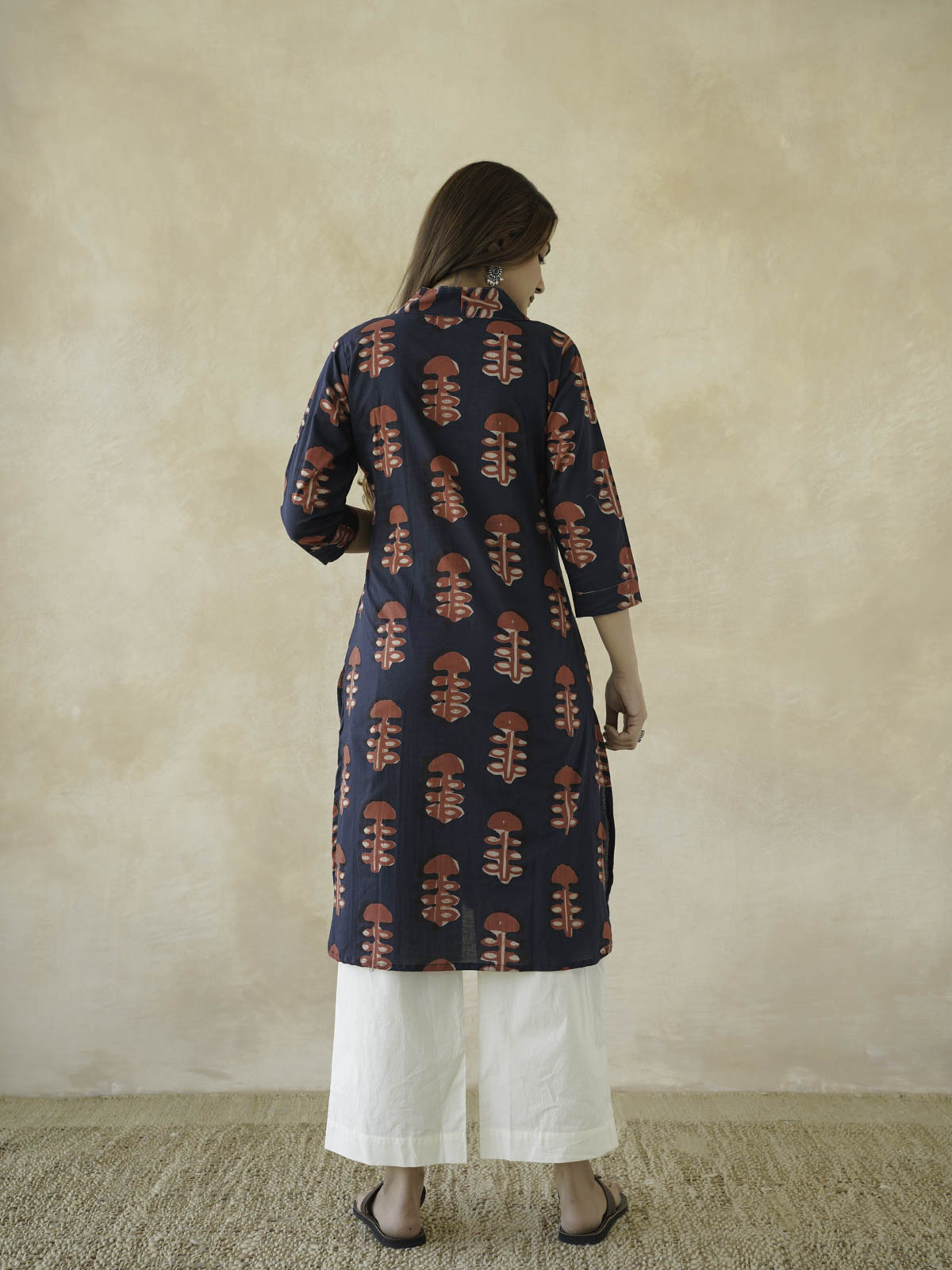 Cotton Printed Straight Kurta Red Coral