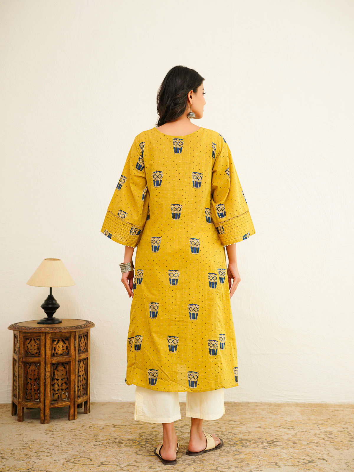 Cotton Printed Ultimate Aline Kurta For Women Yellow