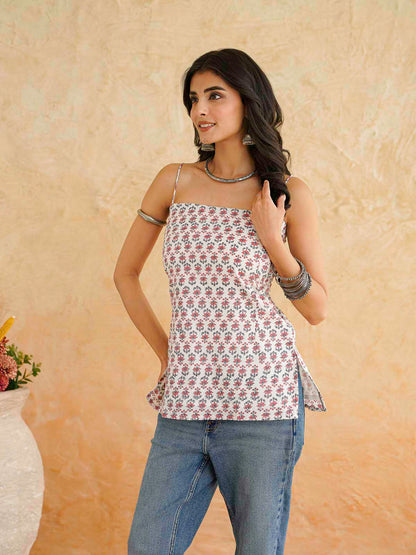 Cotton Sleeveless Strappy Top White