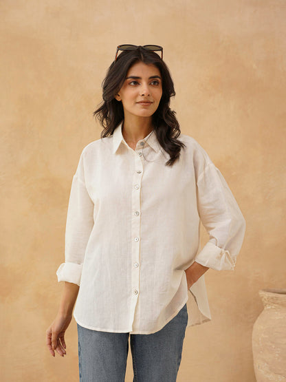 Classic Linen Shirt For Women White