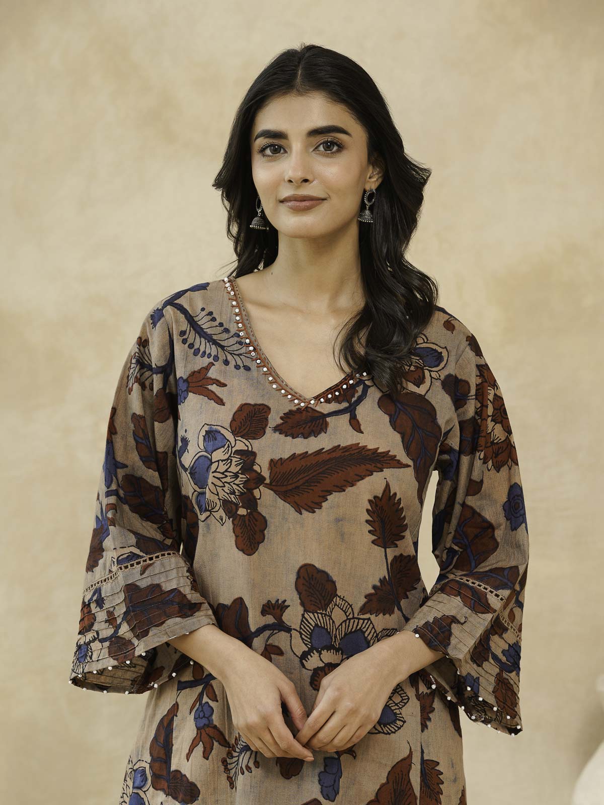 Cotton Printed Ultimate Aline Kurta For Women Beige