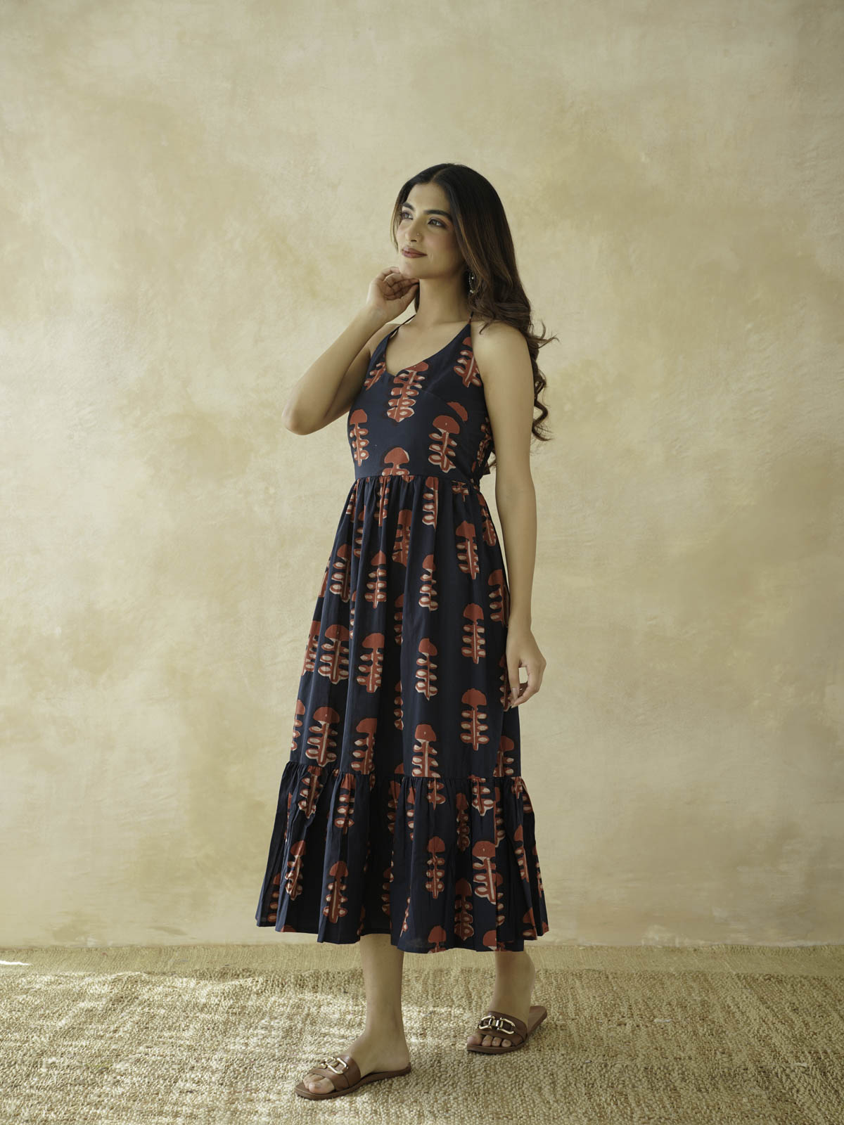 Cotton Printed Lana Dress For Women Red Coral