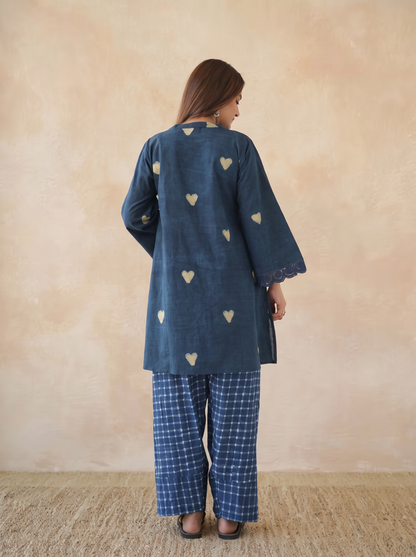 Farshi Set Relaxed Fit Kurta & Pants Set Indigo Heart