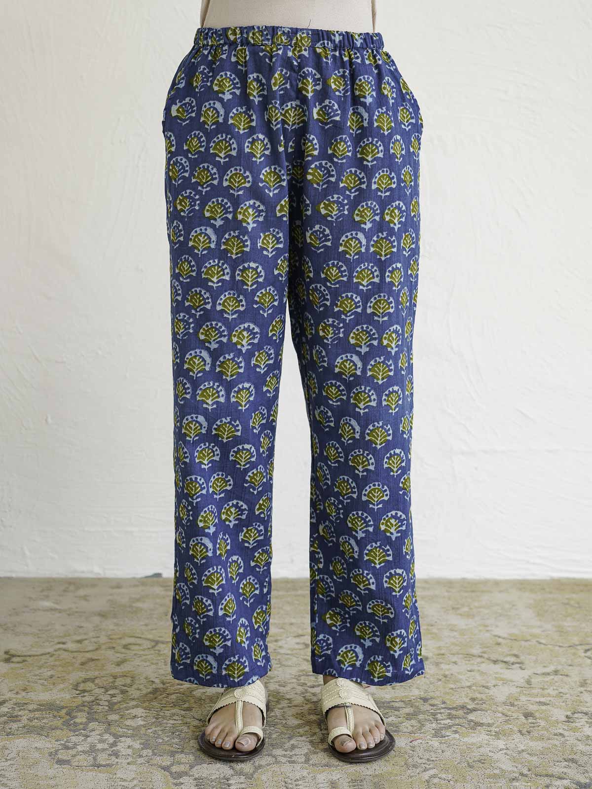 Cotton Printed Lounge Wear Coord Set Blue