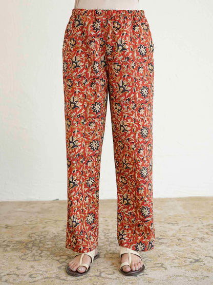 Cotton Printed Lounge Wear Coord Set Red Jaal