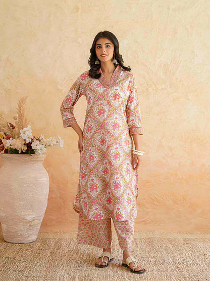 Classic Cotton Kurta Set For Women Brown