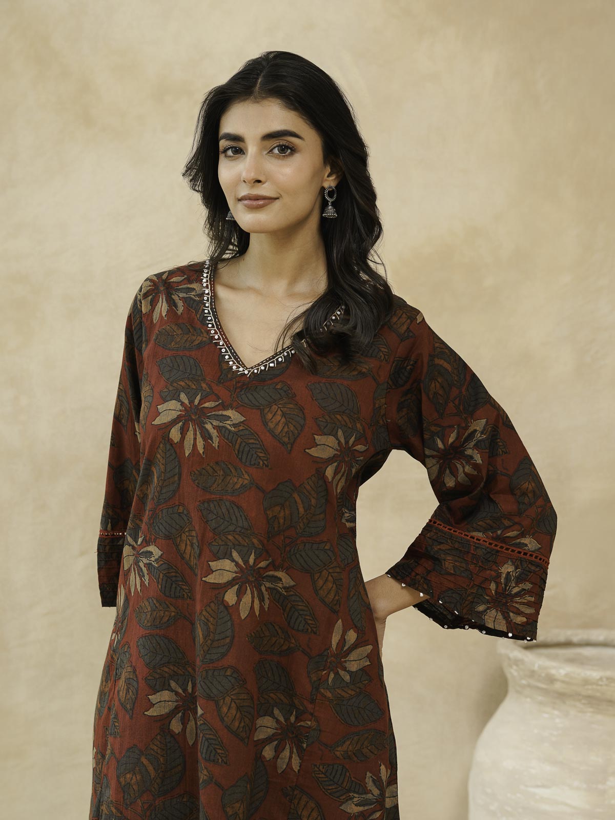 Cotton Printed Ultimate Aline Kurta For Women Red