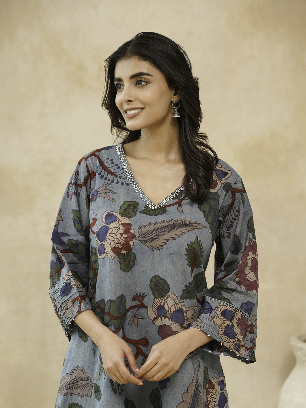 Cotton Printed Ultimate Aline Kurta For Women Blue