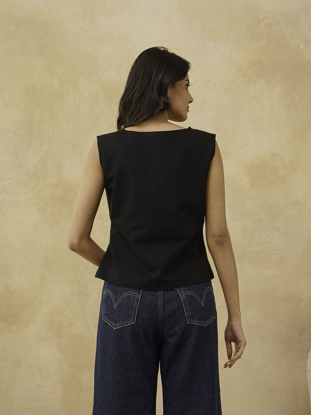 Classic Linen Vest For Women Black