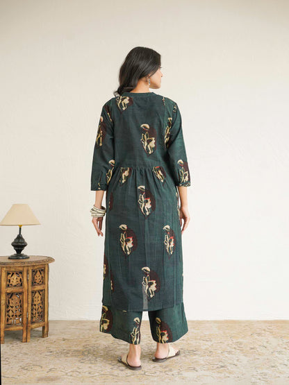 Women Ethnic Motifs Printed Cotton Pleat Set Jahuta