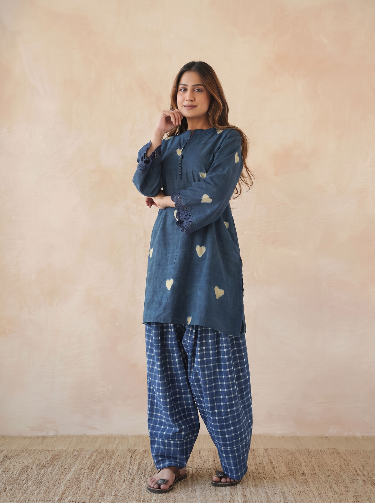 Farshi Set Relaxed Fit Kurta & Pants Set Indigo Heart