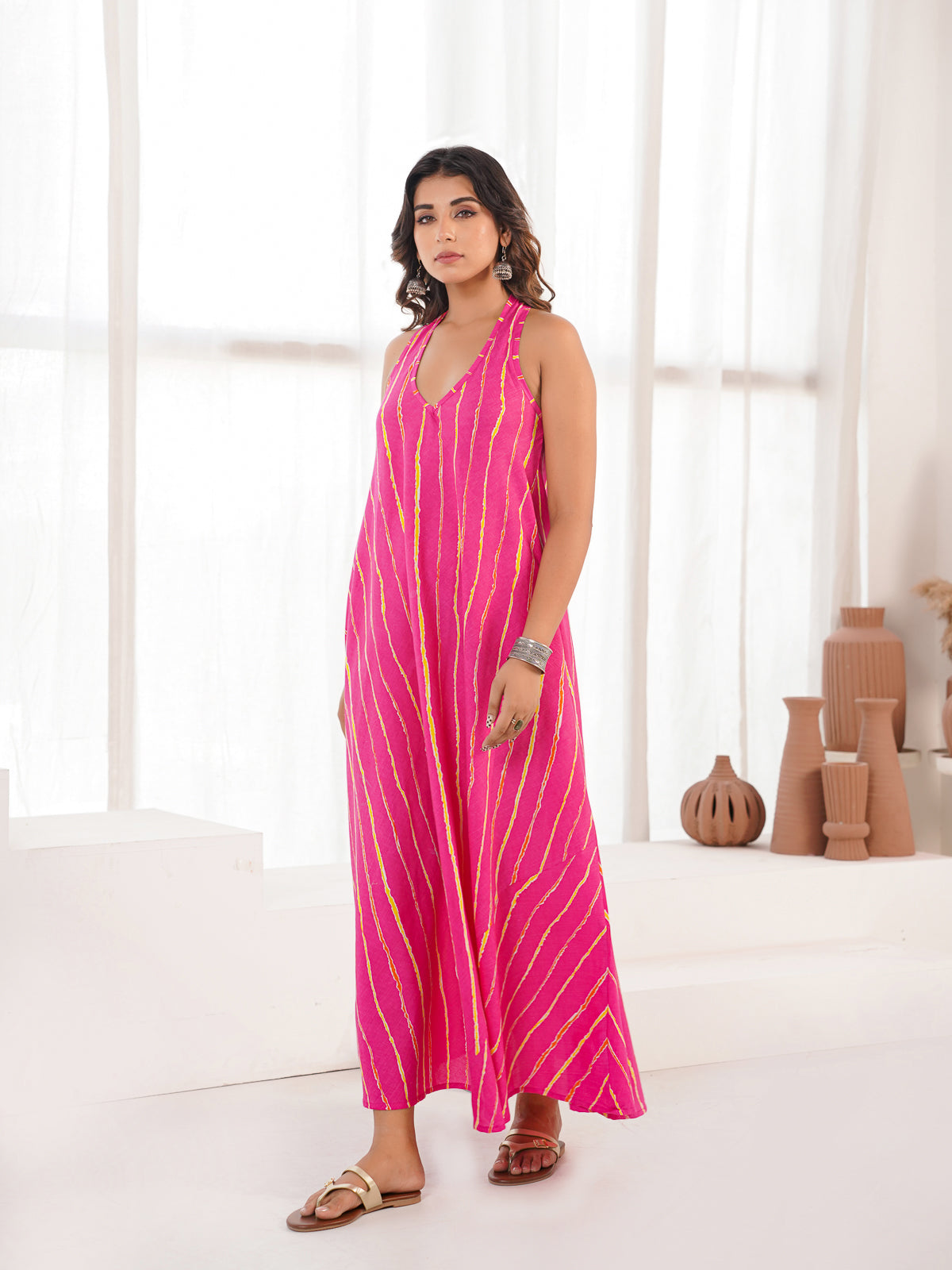 Cotton Printed Aline Moana Dress Pink
