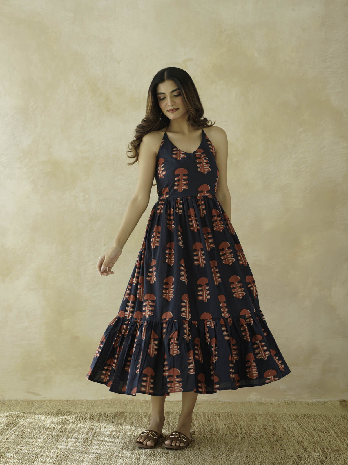 Cotton Printed Lana Dress For Women Red Coral